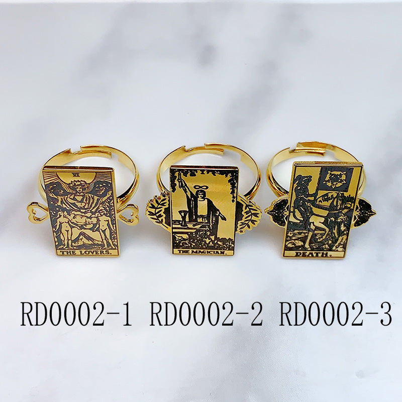 Stainless Steel Tarot Series Golden Openings Ring RD0002