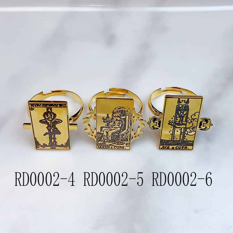 Stainless Steel Tarot Series Golden Openings Ring RD0002