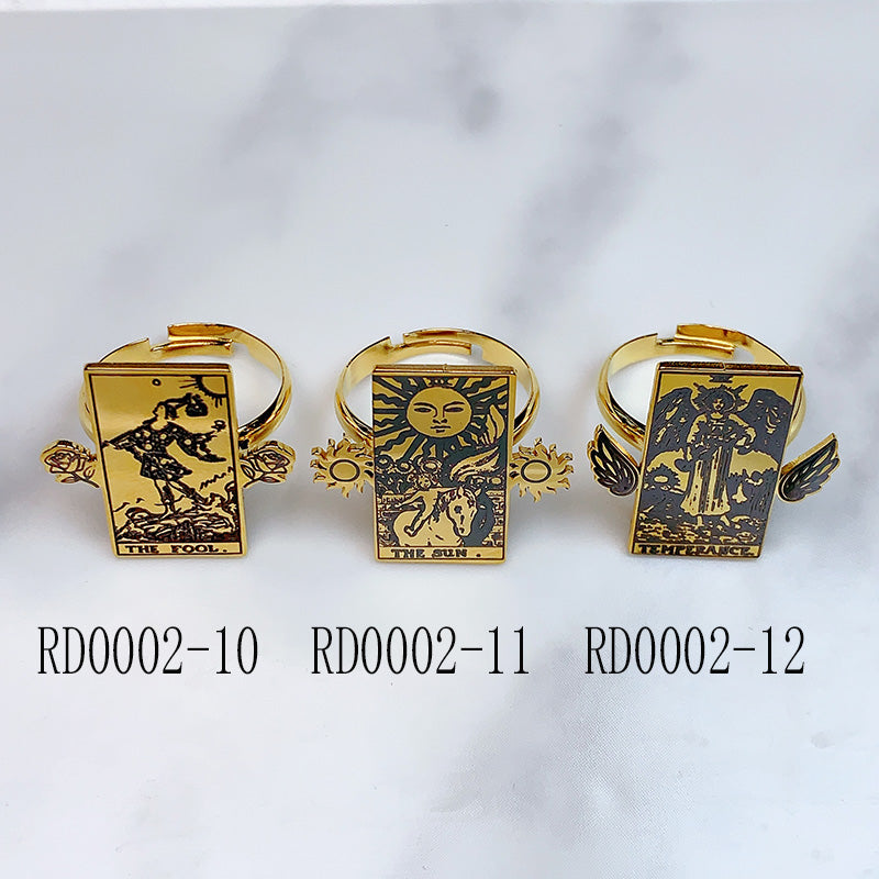 Stainless Steel Tarot Series Golden Openings Ring RD0002