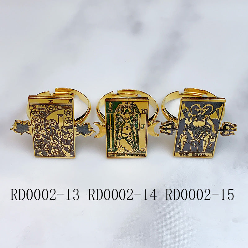 Stainless Steel Tarot Series Golden Openings Ring RD0002