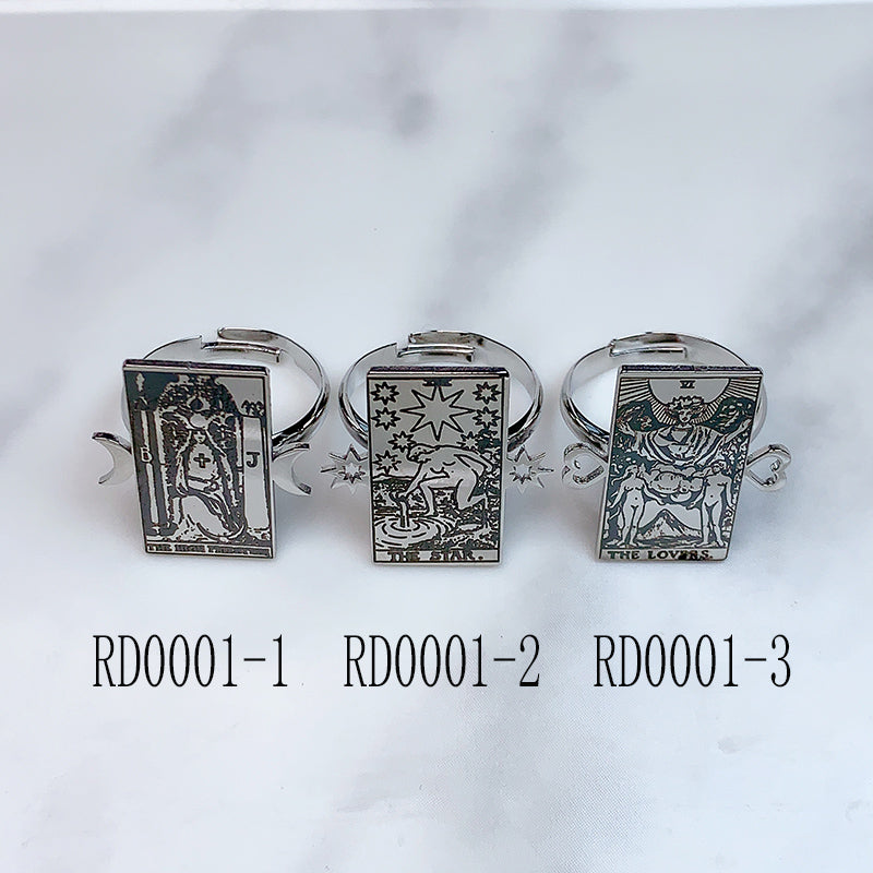 Stainless Steel Tarot series Silver Openings Ring RD0001