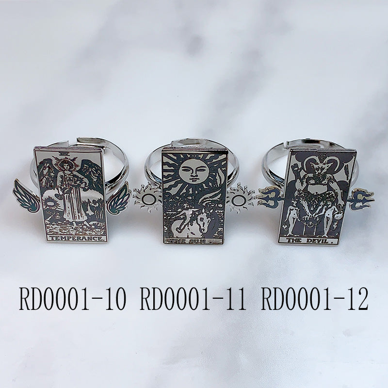 Stainless Steel Tarot series Silver Openings Ring RD0001