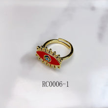 Load image into Gallery viewer, Stainless Steel Evil Eyes Enamel Zircon  Openings Ring RC0006