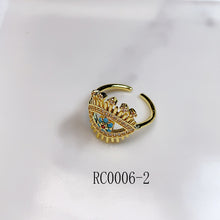 Load image into Gallery viewer, Stainless Steel Evil Eyes Enamel Zircon  Openings Ring RC0006