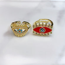 Load image into Gallery viewer, Stainless Steel Evil Eyes Enamel Zircon  Openings Ring RC0006