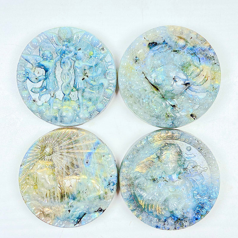 Beautiful Labradorite Twelve Constellations Disc