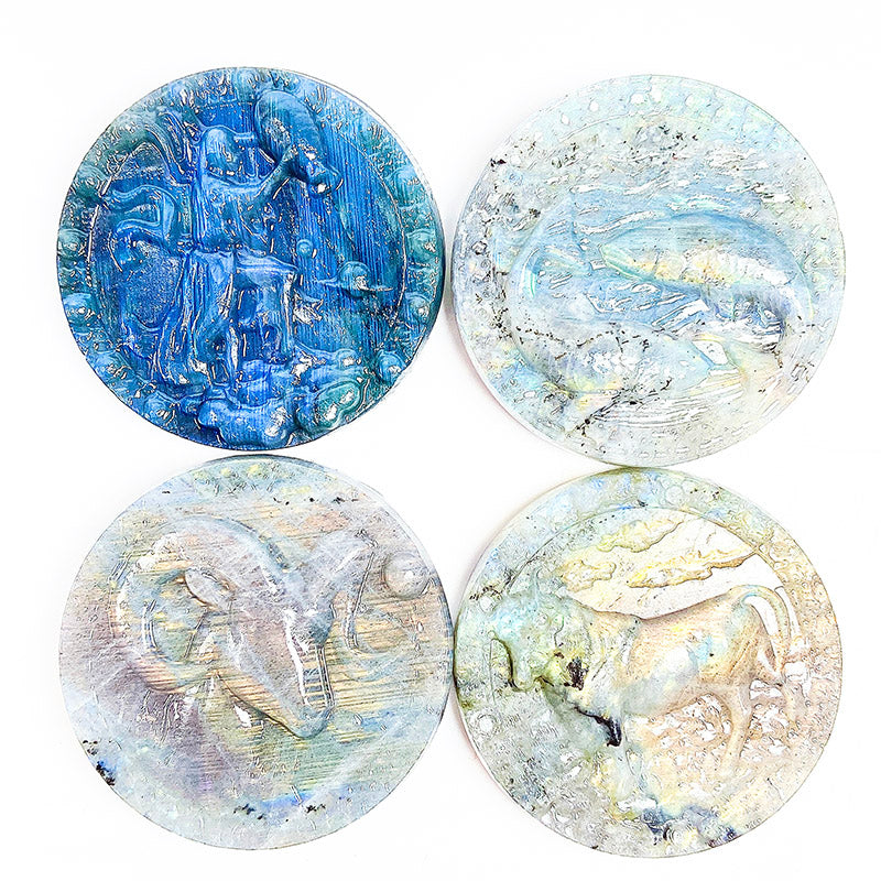 Beautiful Labradorite Twelve Constellations Disc