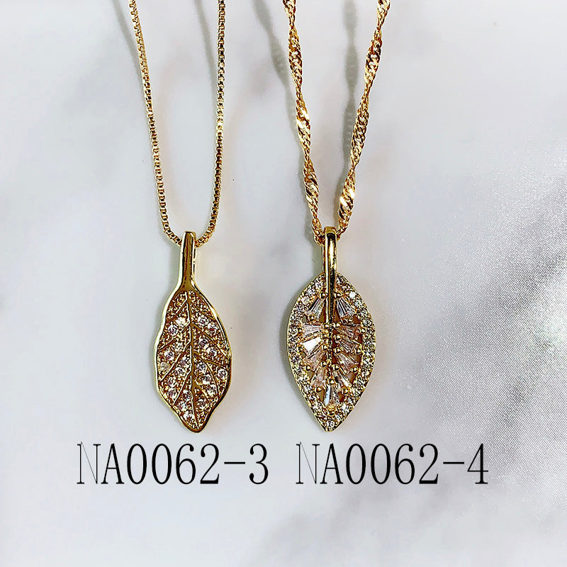 Stainless Steel  Star Heart Leaf  Pendant Zircon Necklace  NA0062