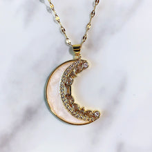 Load image into Gallery viewer, Stainless Steel Zircon Moon Pendant Shell Necklace  NA0075