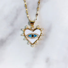 Load image into Gallery viewer, Stainless Steel Evil Eyes Enamel Heart Pendant  Necklace  NA0074