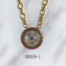 Load image into Gallery viewer, Stainless Steel Evil Eyes Pendant Zircon Necklace NB0058