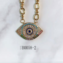 Load image into Gallery viewer, Stainless Steel Evil Eyes Pendant Zircon Necklace NB0058