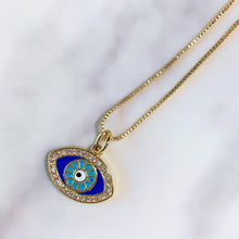 Load image into Gallery viewer, Stainless Steel Evil Eyes Enamel  Pendant Zircon Necklace NB0059