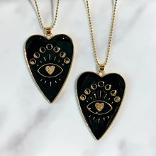 Load image into Gallery viewer, Stainless Steel Evil Eyes Black Heart  Enamel  Pendant  Necklace NB0061