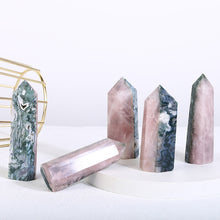 Load image into Gallery viewer, Beautiful Rose Quartz With Moss Agate Tower/Point