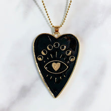 Load image into Gallery viewer, Stainless Steel Evil Eyes Black Heart  Enamel  Pendant  Necklace NB0061