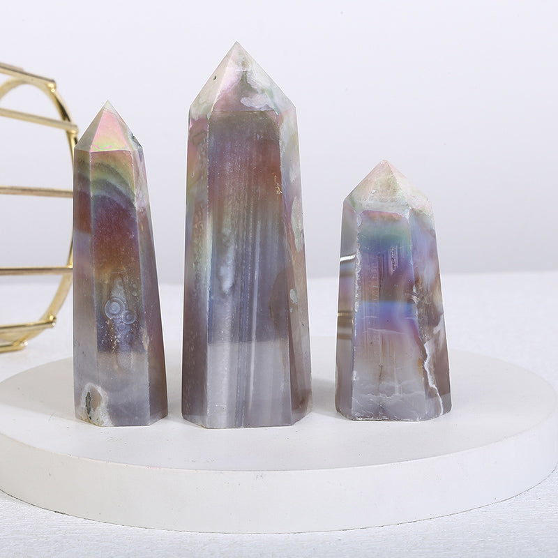 Beautiful Auru Flower Agate Tower/Point