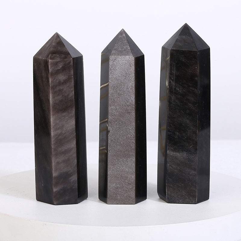 Beautiful Silver Obsidian Tower/Point