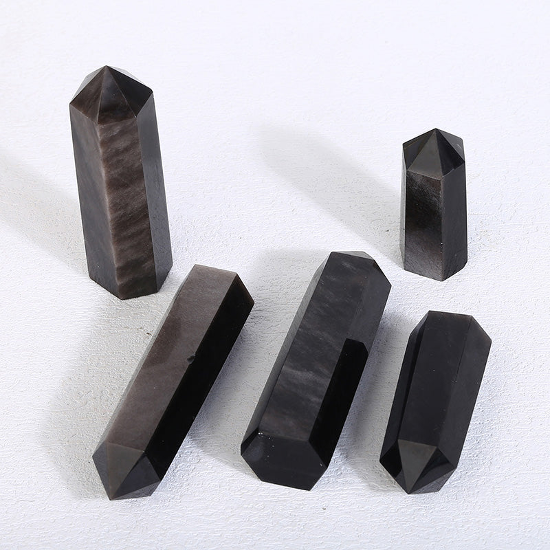 Beautiful Silver Obsidian Tower/Point