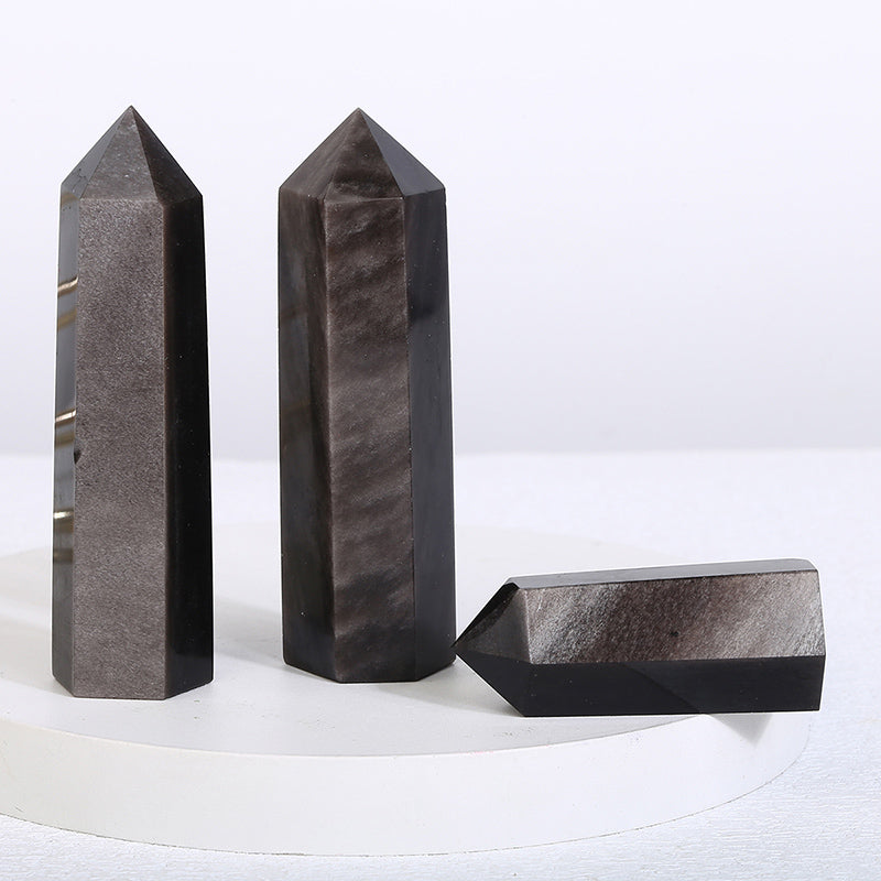 Beautiful Silver Obsidian Tower/Point