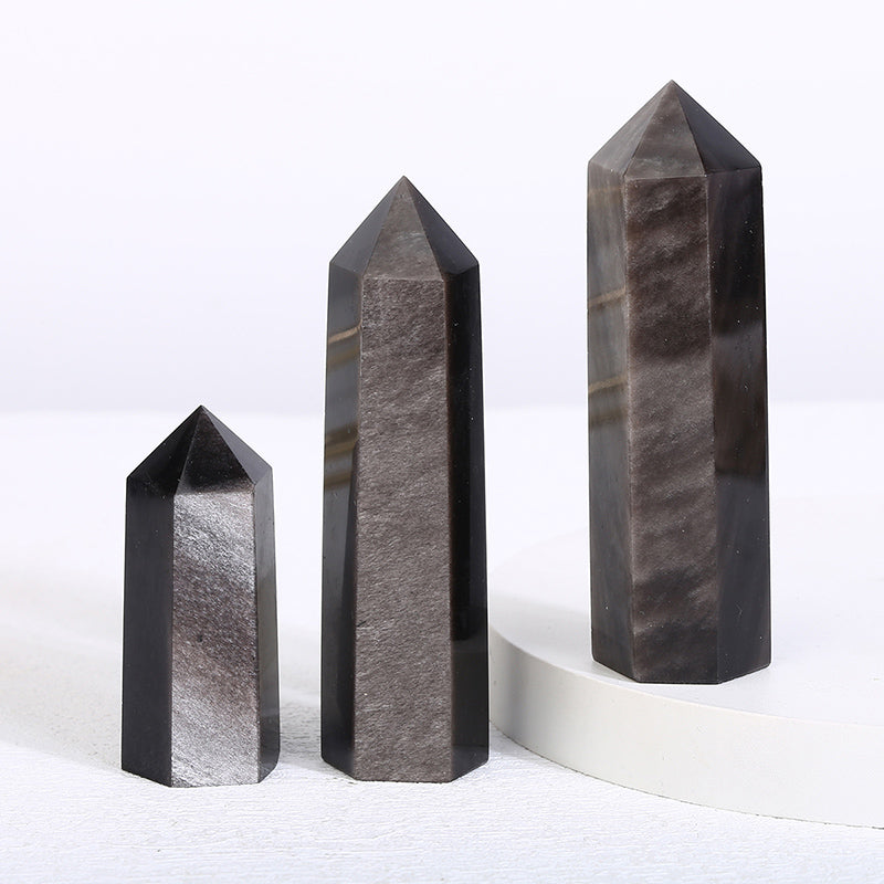 Beautiful Silver Obsidian Tower/Point