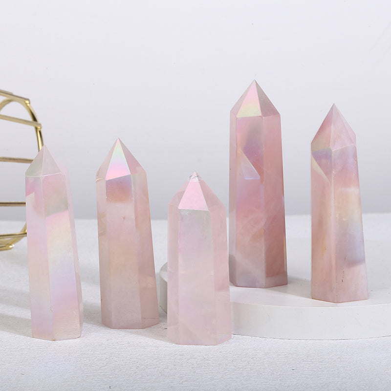 Beautiful Aura Rose Quartz Tower/Point