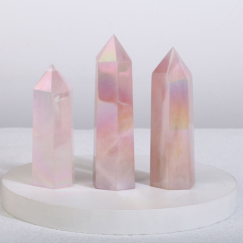 Beautiful Aura Rose Quartz Tower/Point