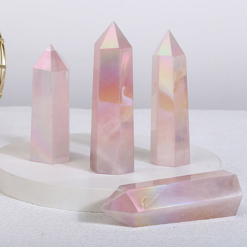 Beautiful Aura Rose Quartz Tower/Point