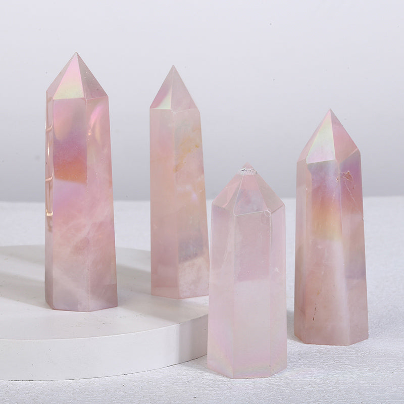 Beautiful Aura Rose Quartz Tower/Point