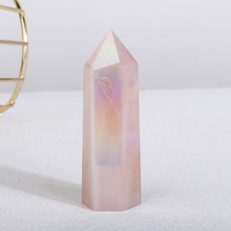 Beautiful Aura Rose Quartz Tower/Point