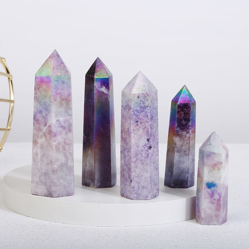 Beautiful Aura Lepidolite Tower/Point