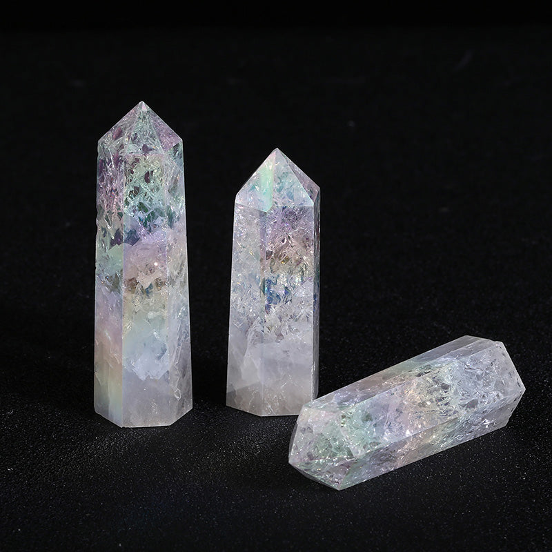 Beautiful Aura Cracked Clear Quartz Tower/Point