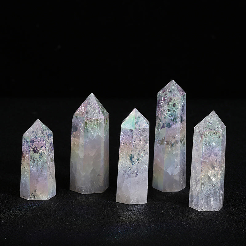 Beautiful Aura Cracked Clear Quartz Tower/Point