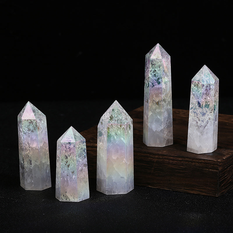 Beautiful Aura Cracked Clear Quartz Tower/Point