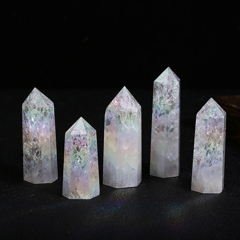 Beautiful Aura Cracked Clear Quartz Tower/Point