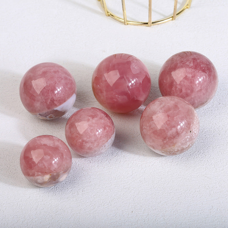 Beautiful Rose Quartz With Flower Agate Sphere