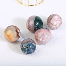 Load image into Gallery viewer, Rose Quartz With Flower Agate With Moss Agate Sphere