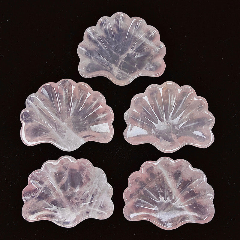 Beautiful Rose Quartz Shell Carvings