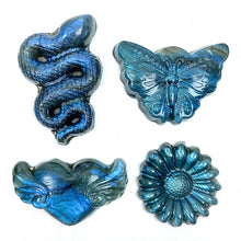 Load image into Gallery viewer, Beautiful Labradorite Snake Butterfly Flower Heart Carvings