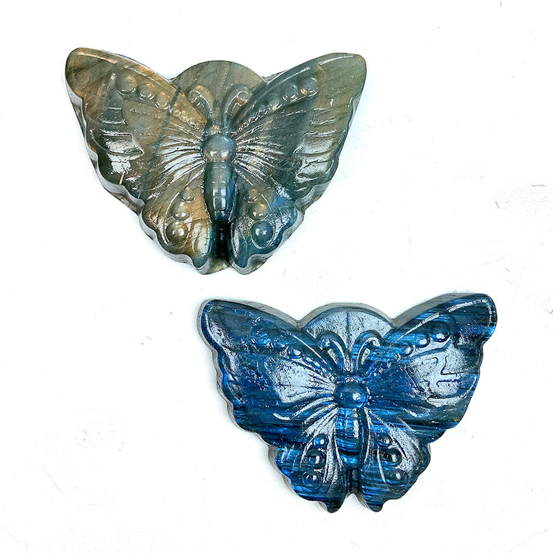 Beautiful Labradorite Snake Butterfly Flower Heart Carvings