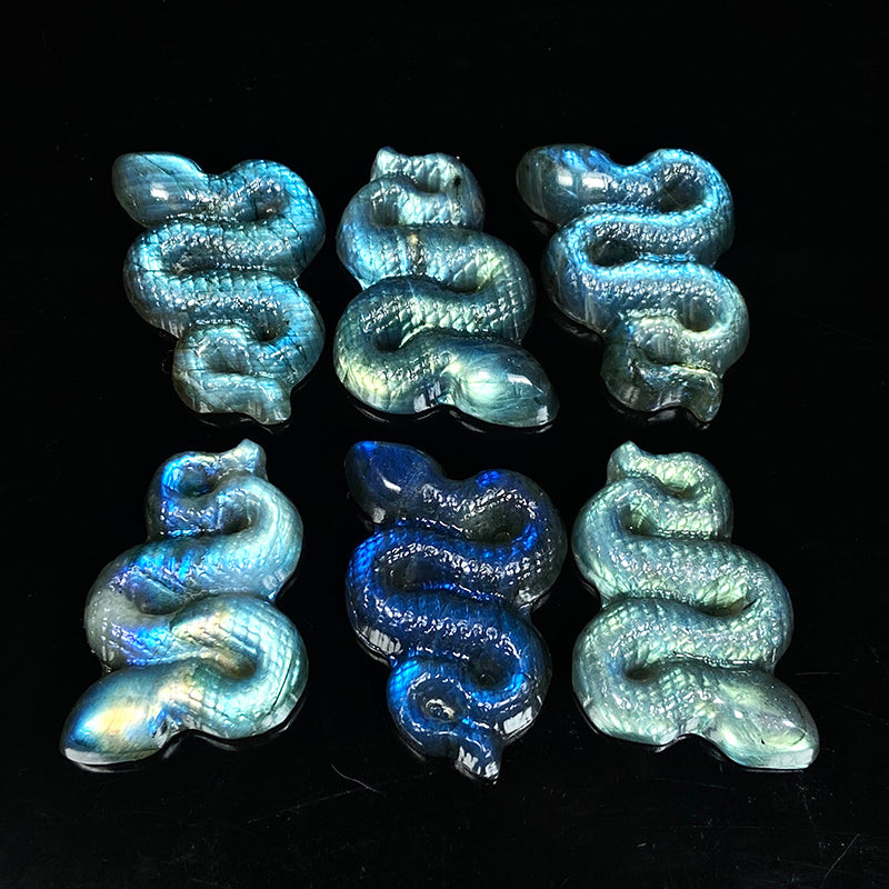 Natural Labradorite Snake Carvings