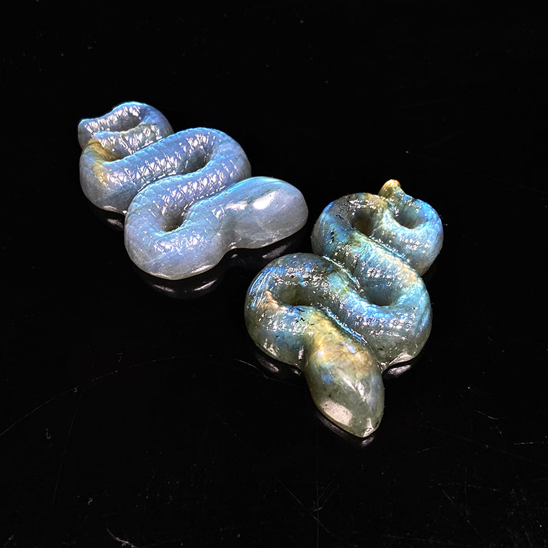 Natural Labradorite Snake Carvings