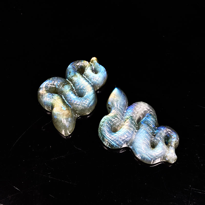 Natural Labradorite Snake Carvings