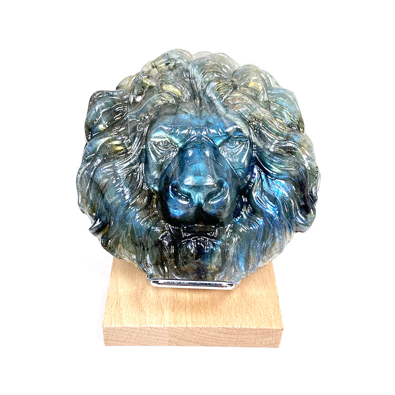 Natural Labradorite Lion Head Carvings