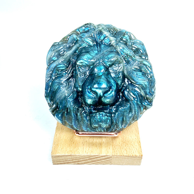 Natural Labradorite Lion Head Carvings