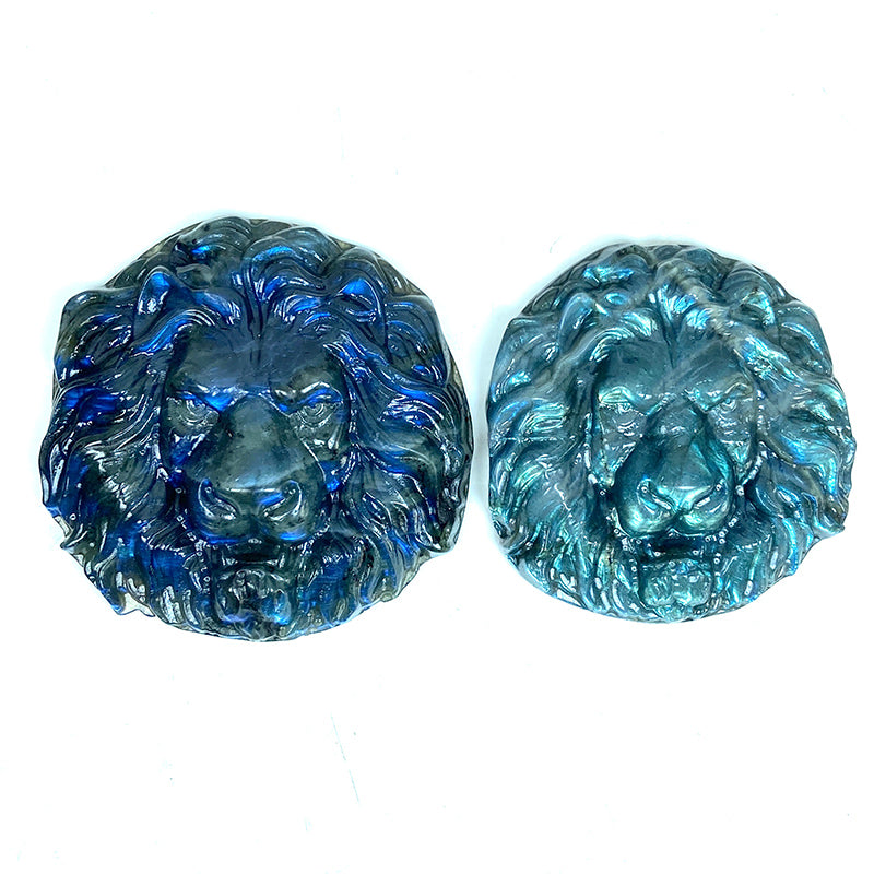 Natural Labradorite Lion Head Carvings