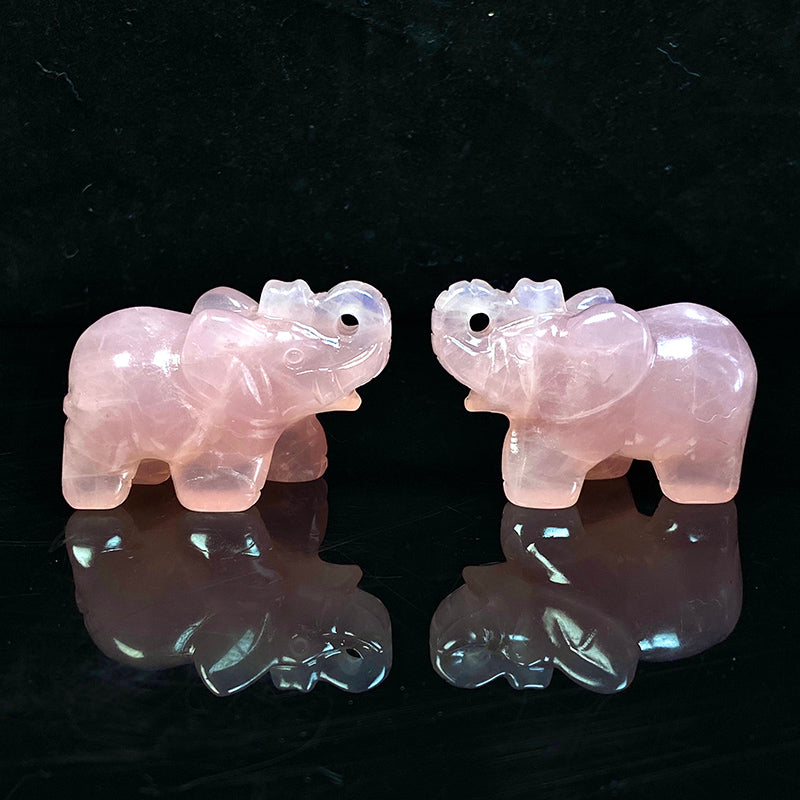 Beautiful Rose Qquartz Elephant Carvings