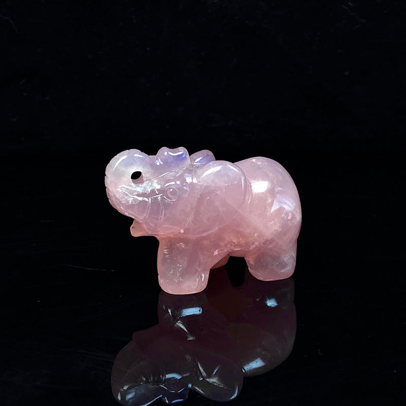 Beautiful Rose Qquartz Elephant Carvings