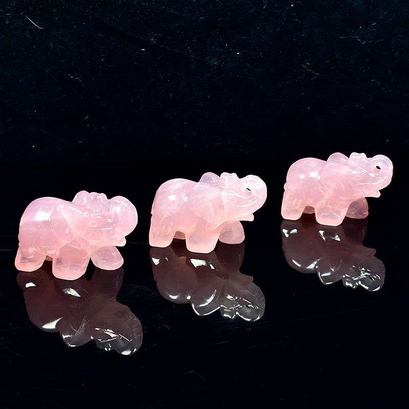 Beautiful Rose Qquartz Elephant Carvings