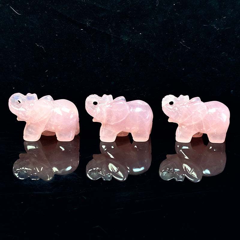 Beautiful Rose Qquartz Elephant Carvings